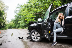 car accident, making a phone call